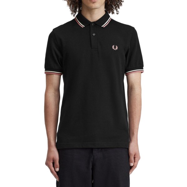 Fred Perry - Polo Twin Tipped - Black/ Ecru/ Dusty Rose Pink